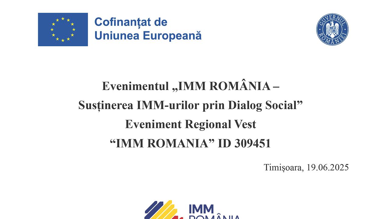 IMM ROMÂNIA – Susținerea IMM-urilor prin Dialog Social